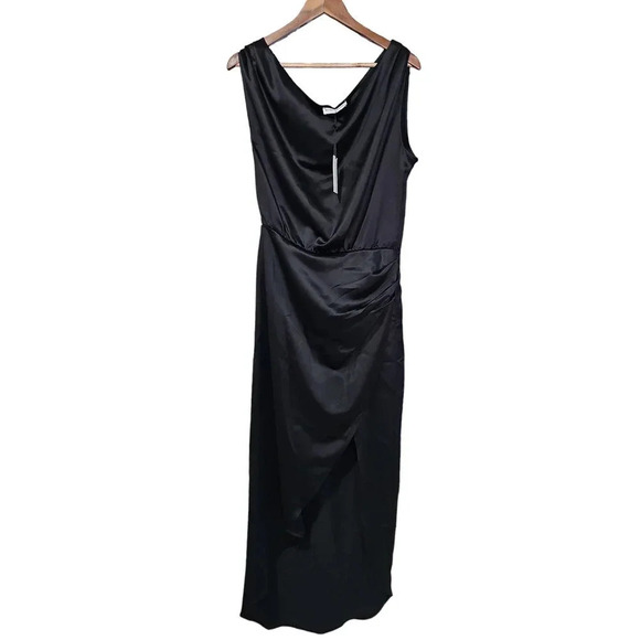 NONchalant Label Dinah One Shoulder Draped Dress Black Size XL NWT - Picture 4 of 8